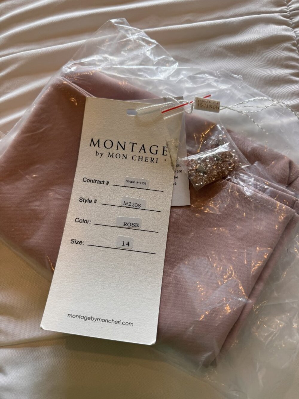 Montage by Mon Cheri Asymmetrical Neckline Ruffle Side Dress, size 14, Rose - Picture 10 of 15
